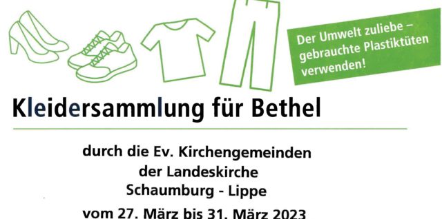Kleidersammlung für Bethel ist vom 27.03. bis 31.03.2023